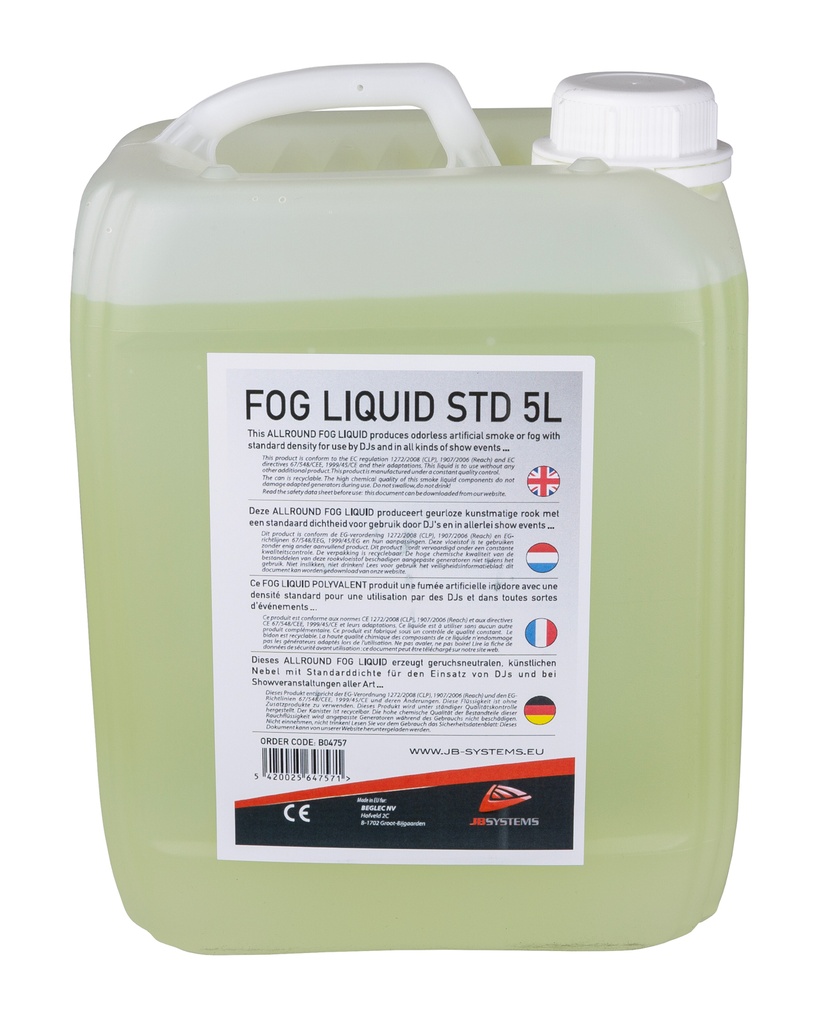 JB SYSTEMS - FOG LIQUID STD 5L - ALLROUND FOG LIQUID with standard density for use by DJs and in all kinds of show events