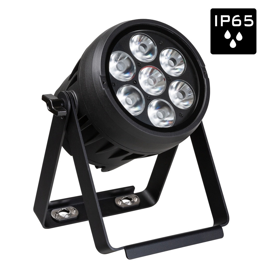 BRITEQ - BTI-AKKUBEAMER - Compact, powerful and extremely versatile battery-powered IP65 projector for outdoor use, equipped with 7x 10W RGBL LEDs