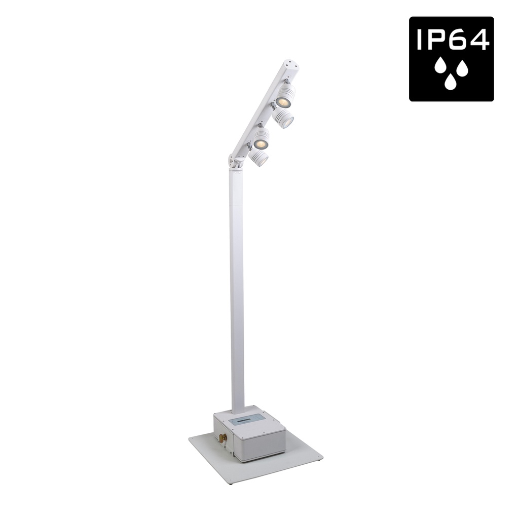 BRITEQ - BTI-AKKUPOLE WHITE - Stylish IP64 OUTDOOR battery-powered 4x 5Watt LED-lighting pole with wireless DMX, perfect to light up garden parties, buffets, presentation counters, etc.