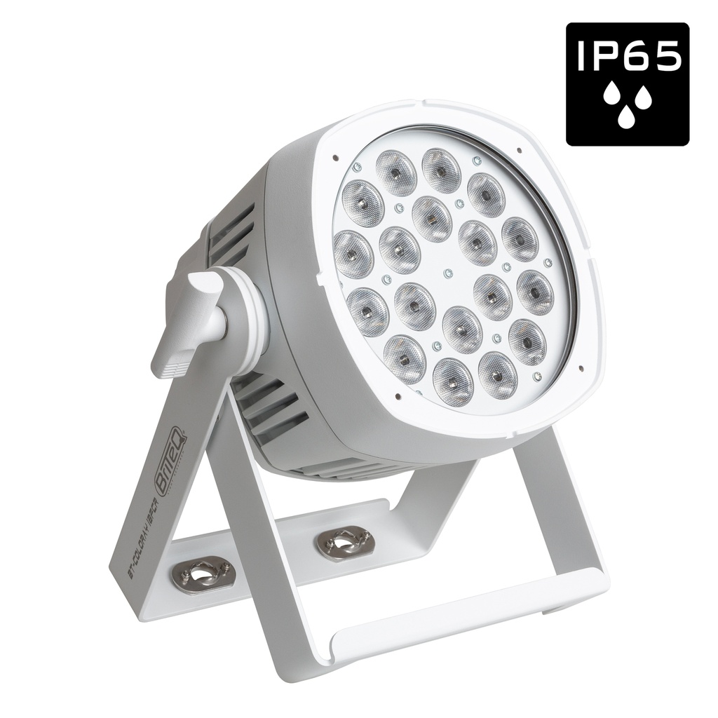 BRITEQ - BT-COLORAY 18FCR WHITE - Outdoor projector with 18x8W RGBW leds, 20° beam angle and Neutrik TRUE1 Powercon and 3P XLR connectors and IP-fan cooling - White version