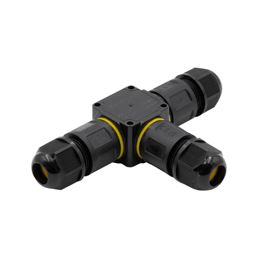 HILEC - IpT-M3F - Pack of 2 T-connectors IP68 – Medium – 3 pins Fast Connect - for 4 to 11mm cable