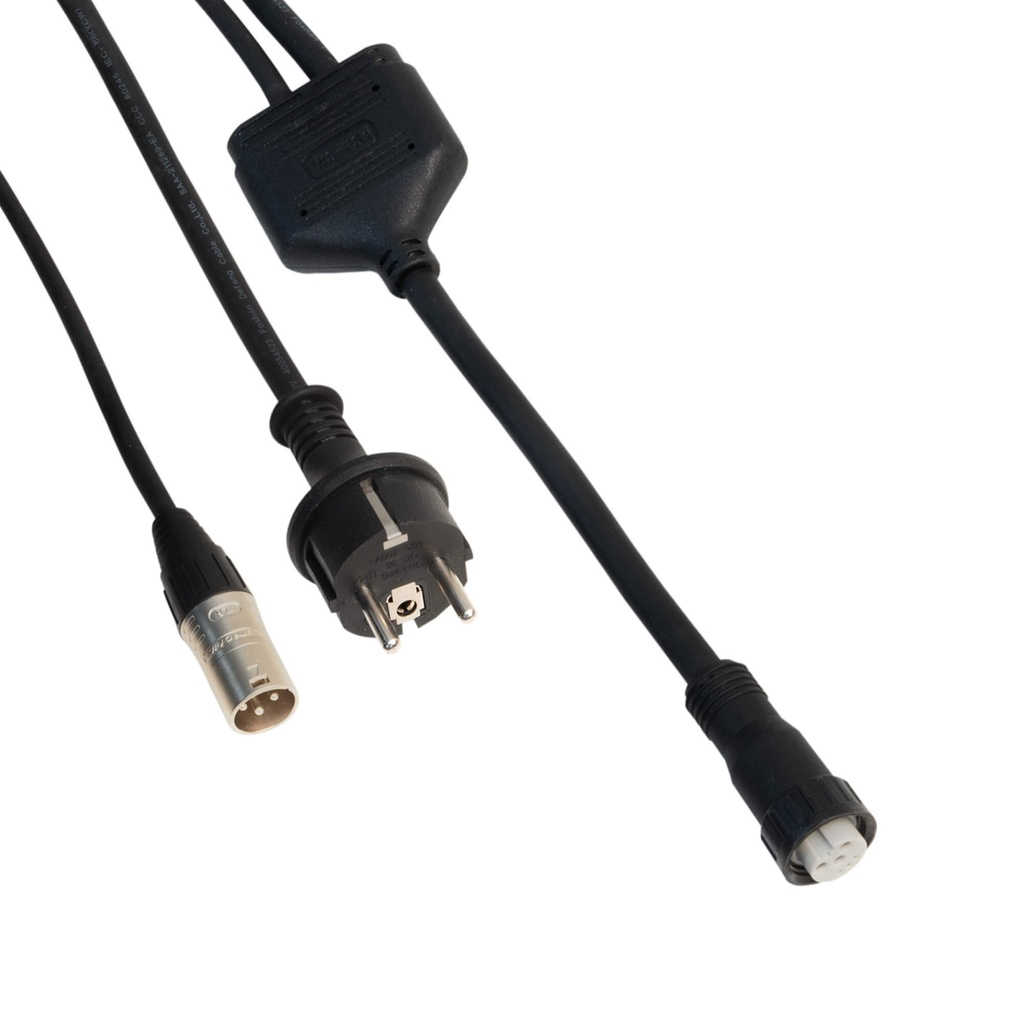 CONTEST - VC-ADAPT - Adapter cable 1x Shuko + XLR IN to 1x Hybrid OUT IP67