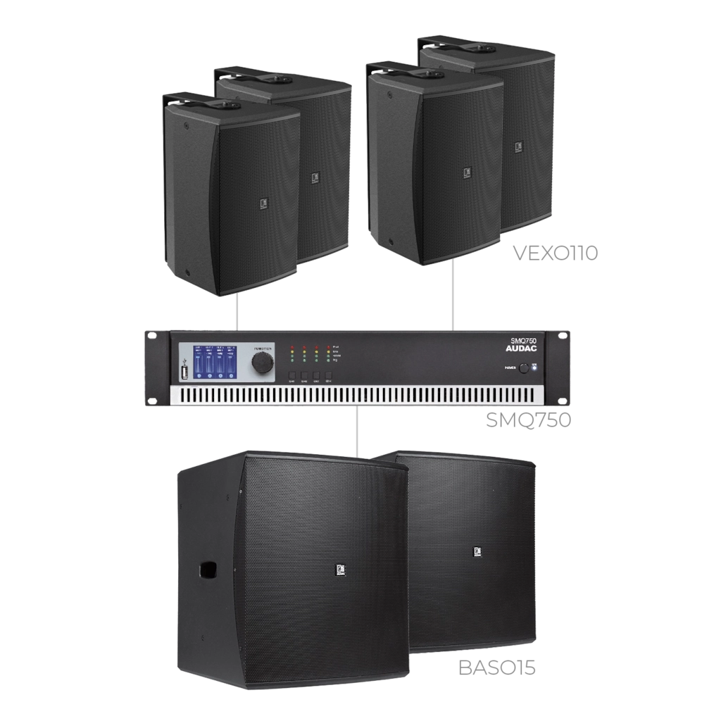AUDAC - FORTE10.6V/B - 4 x VEXO110 + 2 x BASO15 & SMQ750 - 4 x VEXO110/B + 2 x BASO15/B & SMQ750 - BLACK