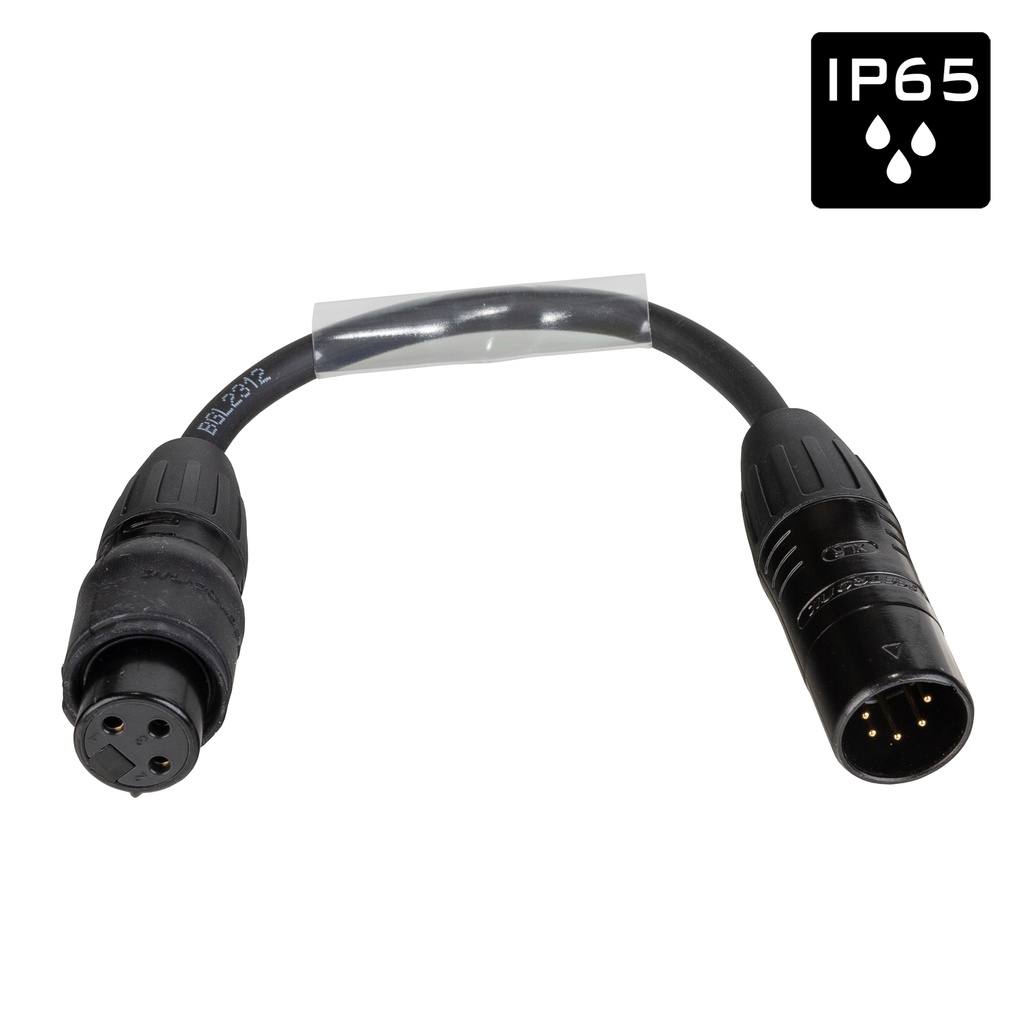 HILEC - DMX-5PM-3PF-0.15M - EURO PRO-SERIES: Assembled DMX adapter cable 5pin/3pin with IP65 XLR connectors Seetronic, L=0.15m