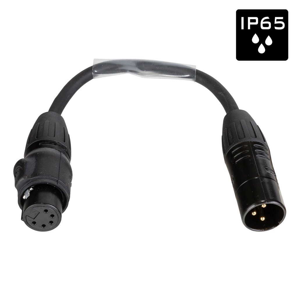 HILEC - DMX-3PM-5PF-0.15M - EURO PRO-SERIES: Assembled DMX adapter cable 3pin/5pin with IP65 XLR connectors Seetronic, L=0.15m