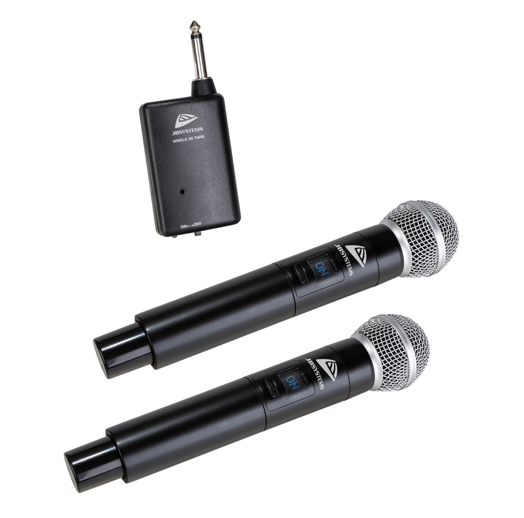 JB SYSTEMS - WMIC-2.4G TWIN - Easy, plug and play, wireless 2.4GHz Dual hand microphone system: 2 microphones and 1 receiver
