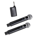 JB SYSTEMS - WMIC-2.4G TWIN - Easy, plug and play, wireless 2.4GHz Dual hand microphone system: 2 microphones and 1 receiver