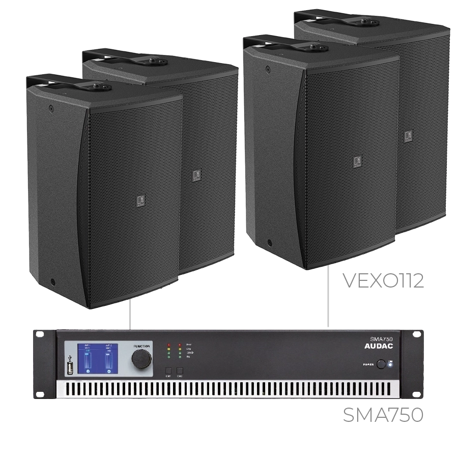 AUDAC - FORTE12.4V/B - 4 x VEXO112 + SMA750 - 4 x VEXO112/B + SMA750 - BLACK