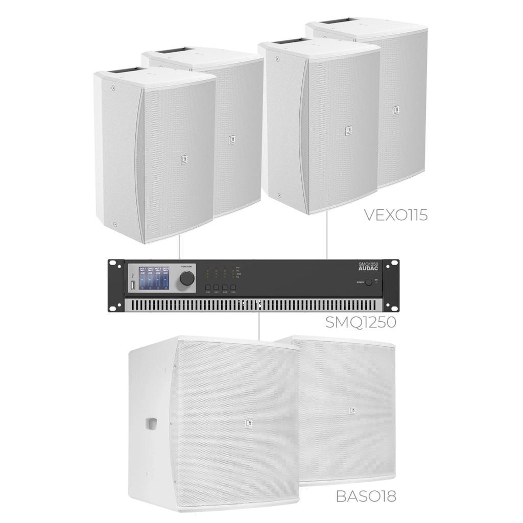 AUDAC - FORTE15.6V/W - 4 x VEXO115 & 2 x BASO18 & SMQ1250 - 4 x VEXO115/W & 2 x BASO18/W & SMQ1250 - WHITE