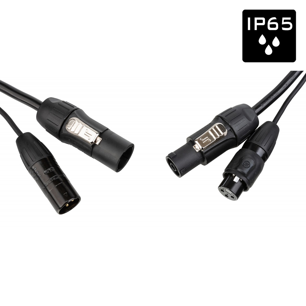 HILEC - PCT1-COMBI-XLR3-5M - IP65 Outdoor combi cable with Seetronic XLR 3pin and True1 compatible connectors - Length 5m