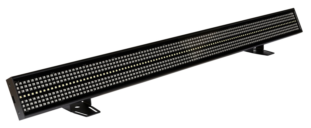 BRITEQ - BTX-LIGHTSTRIKE - An extremely powerful and versatile hybrid LED Pixel mapping bar with 112 super bright CW LEDs (16 zones) and 672 RGB LEDs (32 zones).  Art-Net / sACN control: excellent for TV-studios, concert stages, …