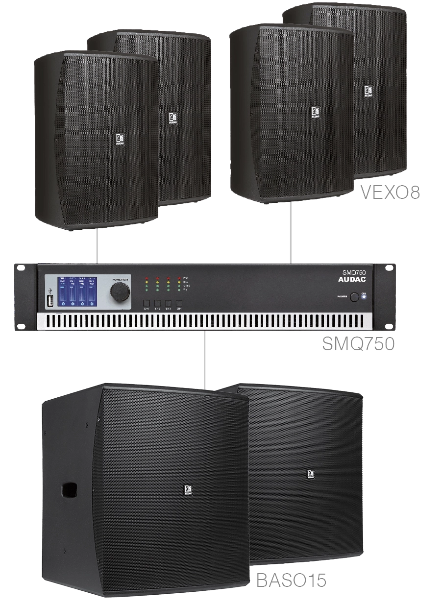 AUDAC - FORTE8.6/B - 4 x VEXO8 + 2 x BASO15 + SMQ750 - Black version