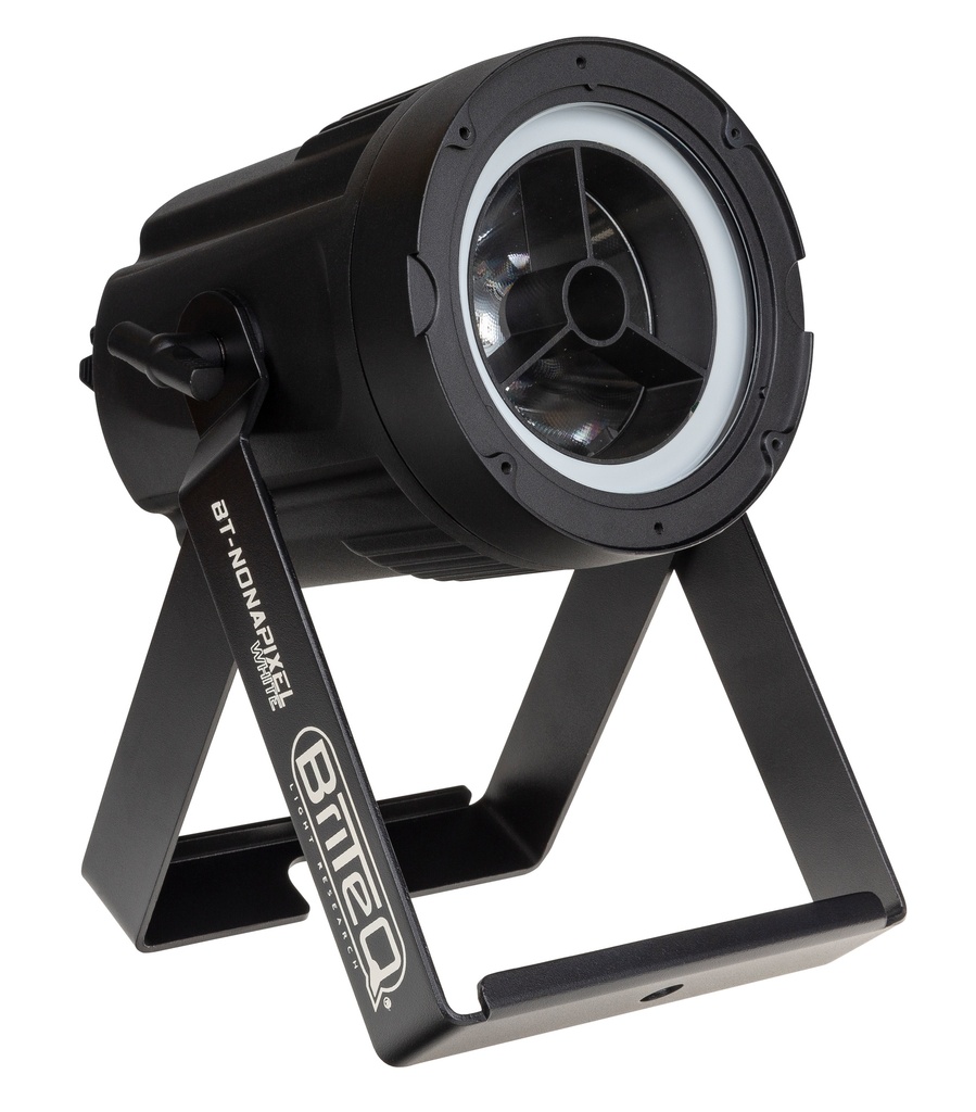 BRITEQ - BT-NONAPIXEL WHITE - Extremely powerful and compact IP65 outdoor projector with very narrow white beam and nice RGB HALO-effects!