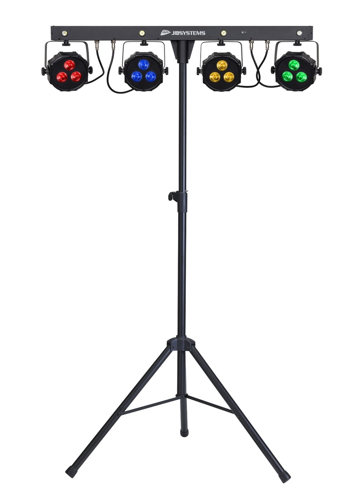 JB SYSTEMS - LIVESET 2 - A complete ready to use light set for all your events and parties: a compact powered 4BAR, wireless foot controller, light stand and carrying bags
<p hidden>party</p>