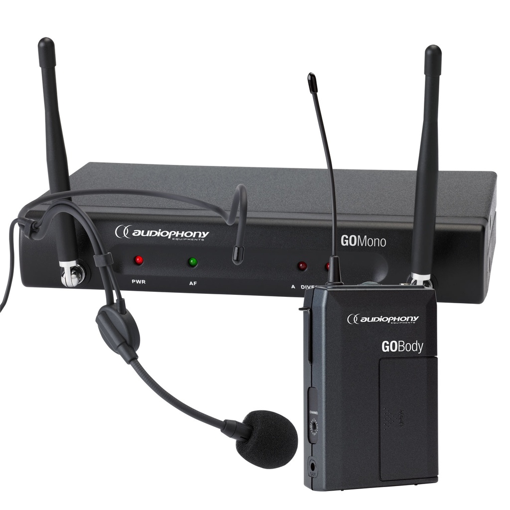 AUDIOPHONY - Pack GO-Head-F5 - 1 GOMono receiver + 1 GOBody bodypack transmitter + 1 headband GOHead microphone - 500MHz