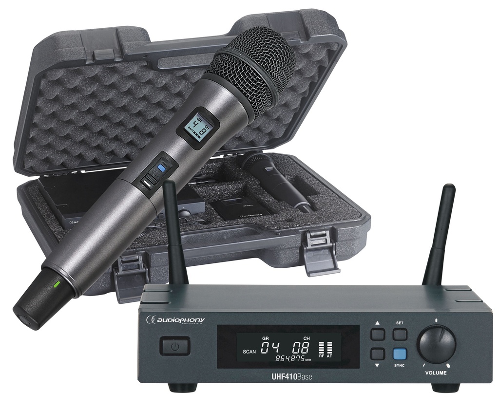 AUDIOPHONY - PACK-UHF410-Hand-F5 - UHF receiver pack with hand microphone and case - 500MHz range