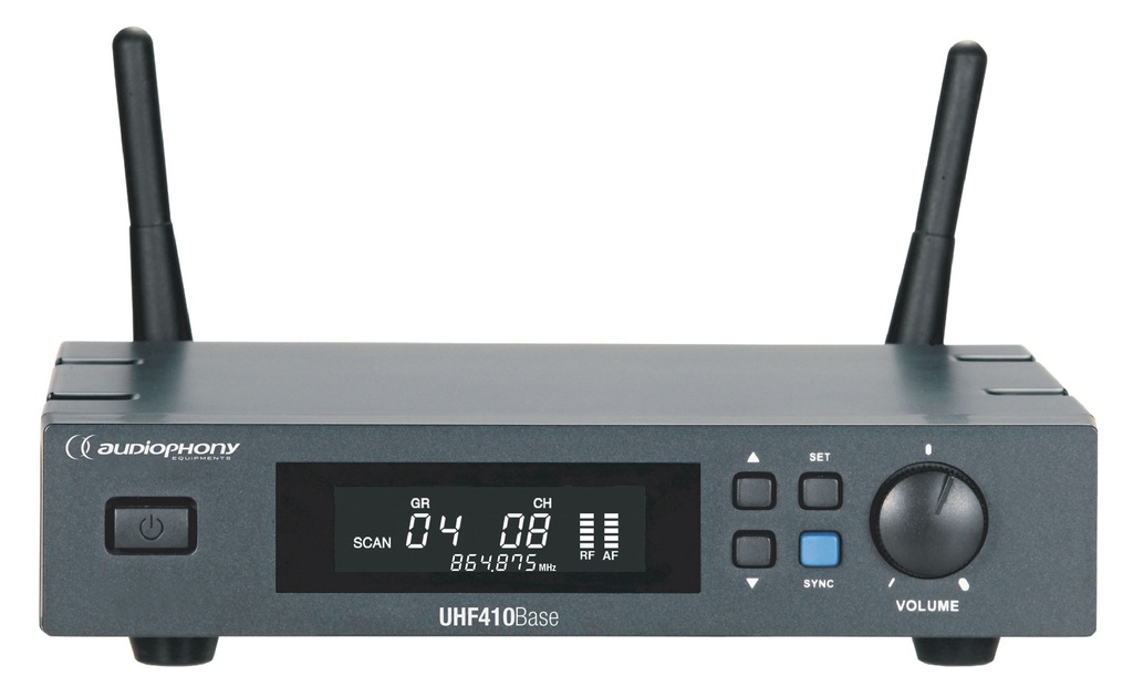 AUDIOPHONY - UHF410-BASE-F5 - UHF diversity-autoscan receiver with sync function and case - 500MHz range
