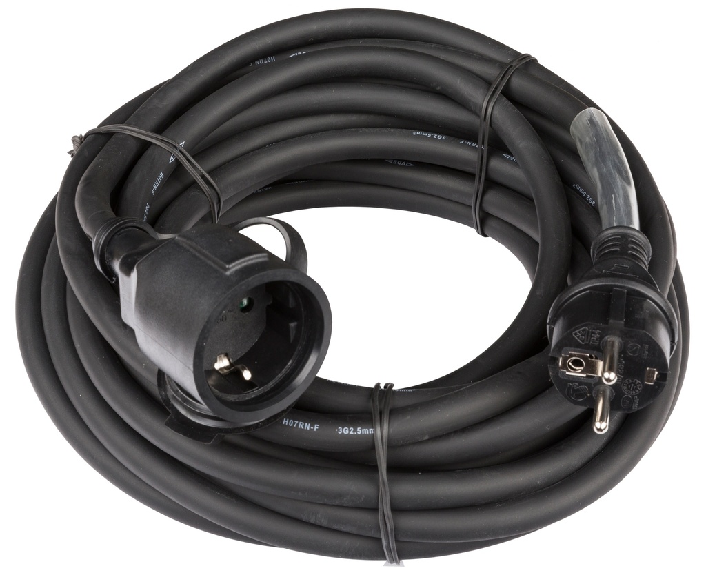 HILEC - POWERCABLE-3G2,5-15M-G - Power extension cable 3G2,5 and German Shuko connectors - Length 15m