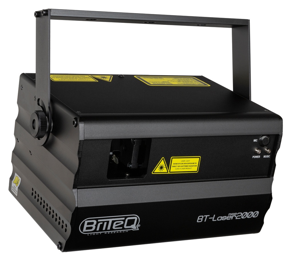 BRITEQ - BT-LASER2000 RGB - A superb and powerful 2W Class-IV RGB laser for all your events!  Perfect for clubs, discotheques, rental companies.