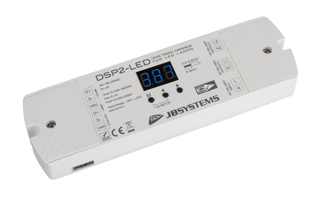 JB SYSTEMS - DSP2-LED - Triac dimmer / switch pack: 2 DMX channels for 100-240Vac LED-lamps and other small loads
