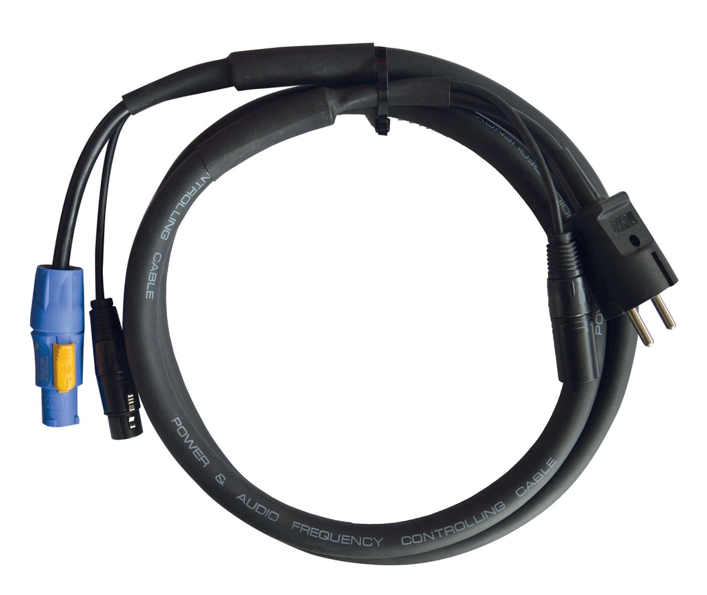 HILEC - CPCDMXIN-10 - Hybrid PowerCON - Shuko / 3pin XLR 3G1.5mm² cable - 10m.