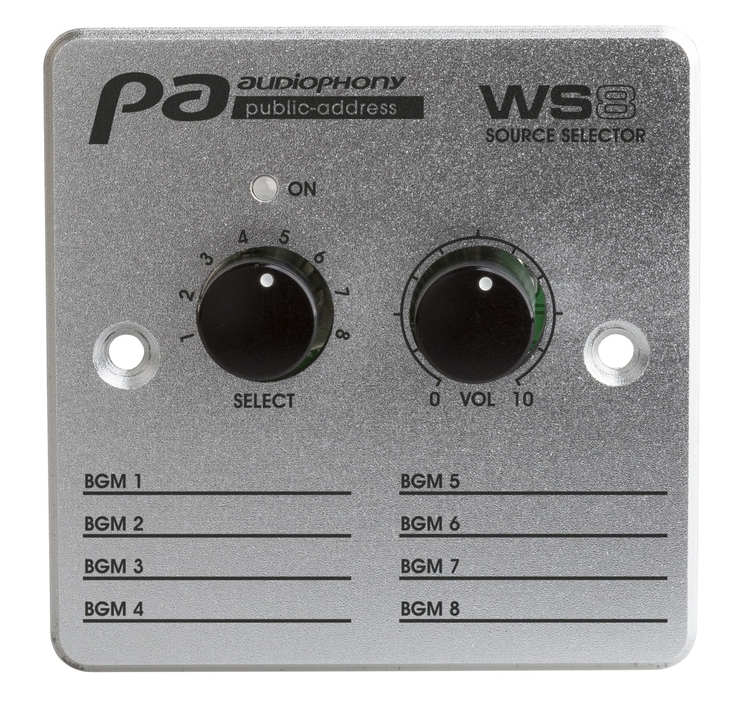 AUDIOPHONY PA - WS8 - Wall controller with source selector for matrix
