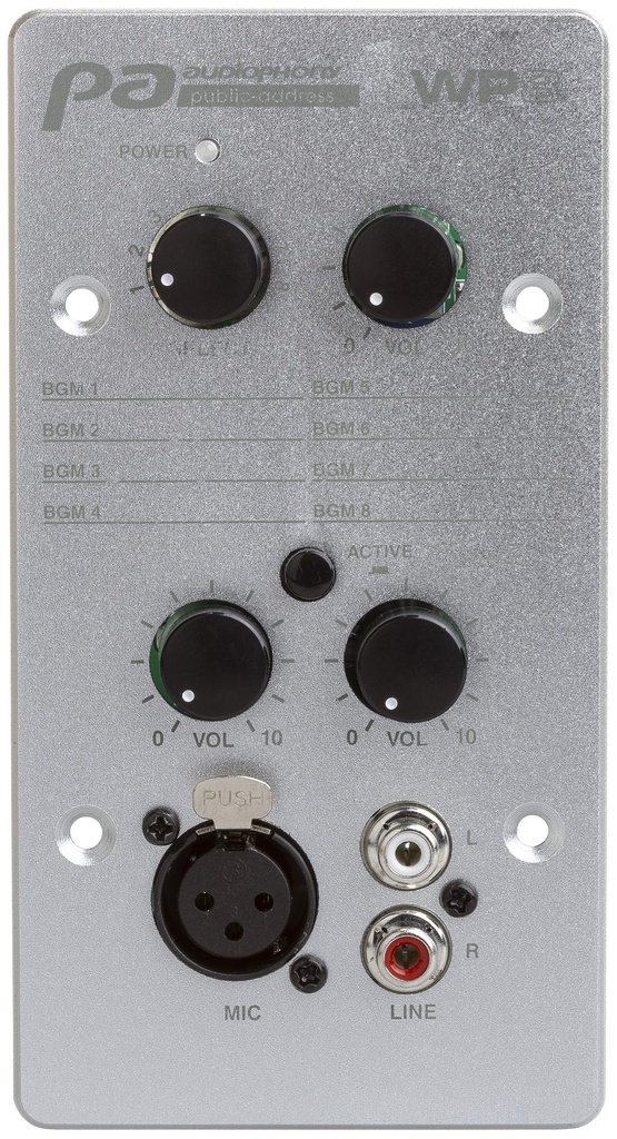 AUDIOPHONY PA - WP8 - Wall controller with source selector and MIC/line input for matrix