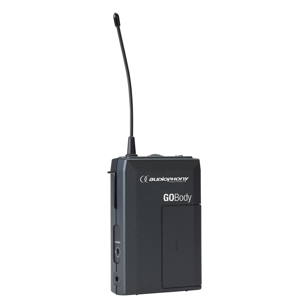 AUDIOPHONY - GO-Body-F8 - Bodypack transmitter for tie-clip or headband microphones - 800MHz range