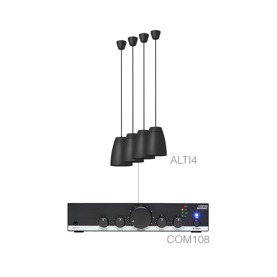 AUDAC - LENTO4.4/B - 4 x ALTI4/W + COM108 - Black