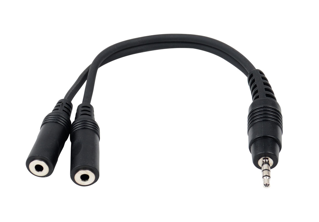 HILEC - ADAPT2020 - 1x male stereo 3.5 jack / 2x 3.5 stereo female jack - Black