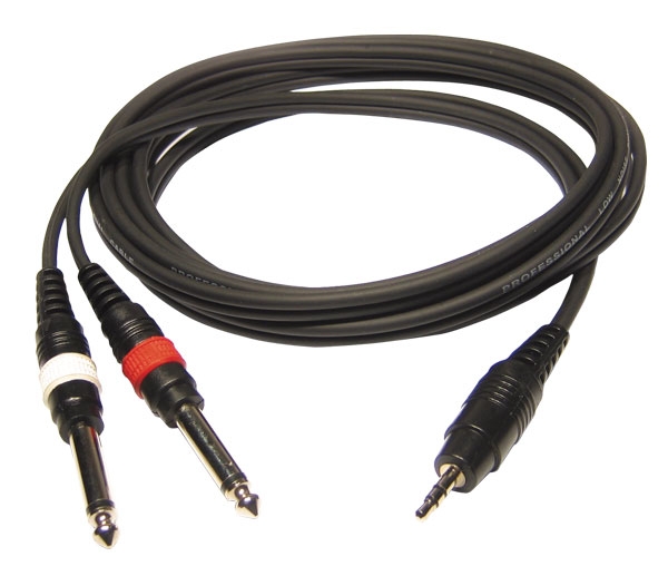 HILEC - CL-31/3 - 1x Male stereo 3.5 mini Jack / 2x Male mono 6.35 Jack cable - 3m