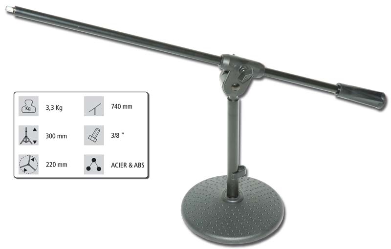 HILEC - TMIC-20 - Microphone table stand with heavy base - Height 30cm