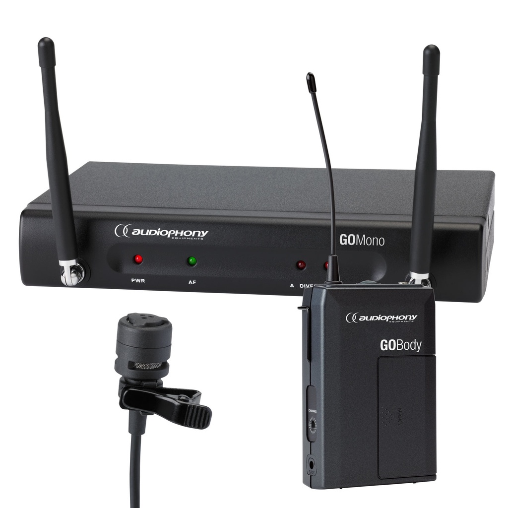 AUDIOPHONY - Pack GO-Lava-F8 - 1 GOMono receiver + 1 GOBody bodypack transmitter + 1 GOLava Lavalier microphone - 800MHz