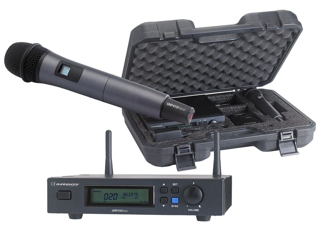 AUDIOPHONY - PACK-UHF410-Hand-F8 - Set including a UHF True Diversity receiver and a handheld microphone in its transport case - 800MHz range