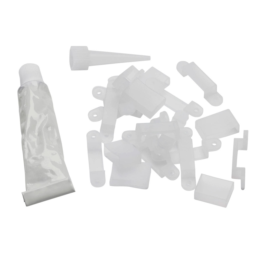 CONTEST - TAPEFIX68 - Kit containing 15 saddles, 5 caps, 1 silicone tube kit for IP68 ribbon