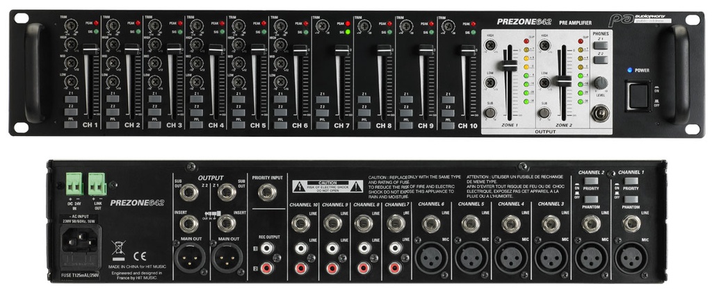 AUDIOPHONY PA - PREZONE642 - 10-channel and 2-zone preamplifier