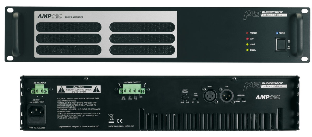 AUDIOPHONY PA - AMP120 - 120W Professional amplifier for 100v installations