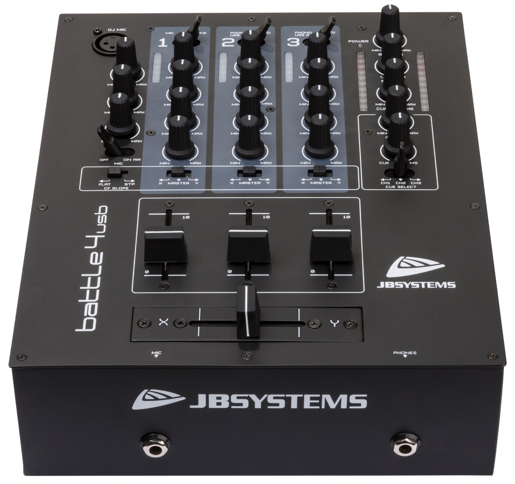 JB SYSTEMS - BATTLE4-usb - DJ mixer, 9 inputs on 4 channels (3 line, 2 phono, 2 mic, 2 USB)