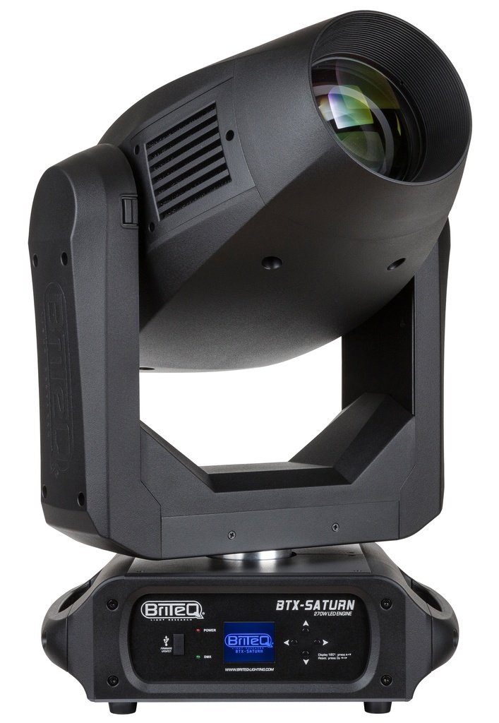 BRITEQ - BTX-SATURN - 270W LED-moving head with 8-45° zoom, CMY-color mixing, CTO, CTB, UV, Iris, Frost, gobo morphing, …