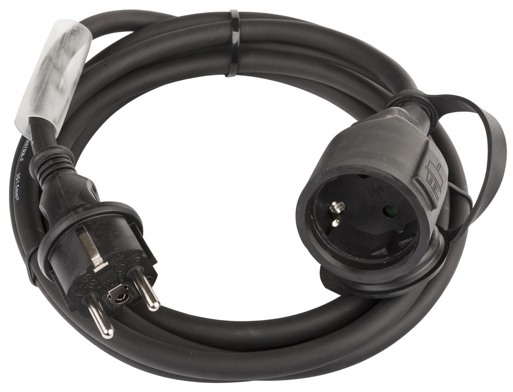 HILEC - POWERCABLE-3G1,5-3M-G - Power extension cable 3G1,5 and German Shuko connectors