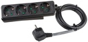HILEC - MULTISOCKET4-G - Power distribution box with 4 sockets with mounting slider and transparent heat shrink for custom labels