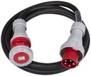 HILEC - CEE-CABLE-63A-5G16-5M - 5-pole CEE power extension cable with transparent heat shrink for custom labels.