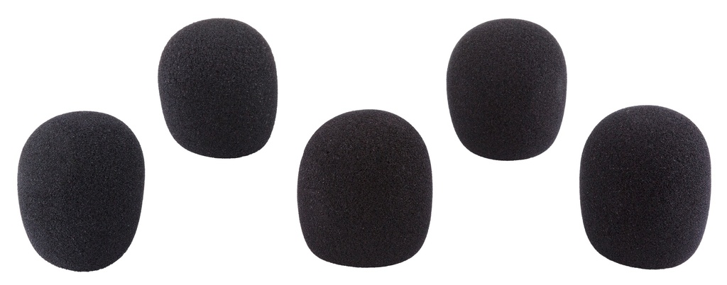HILEC - WINDSCREEN BLACK (5 pcs) - Set of 5 black foam microphone windscreens