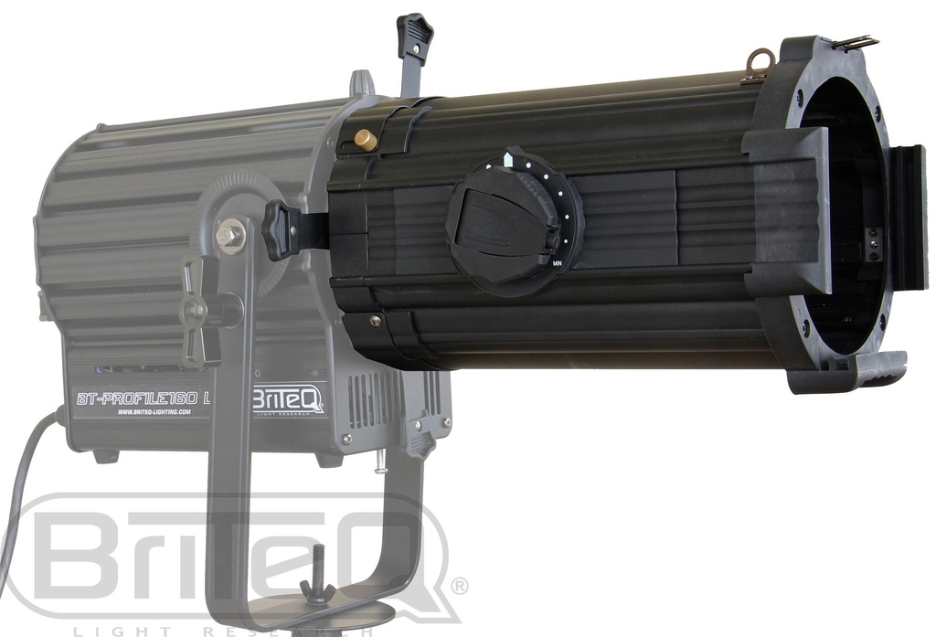 BRITEQ - BT-PROFILE160/OPTIC 25-50 - Optics for BT-PROFILE160/LED ENGINE and BT-PROFILE250/LED ENGINE and BT-PROFILE 500TW/LED ENGINE with 25-50° zoom that can replace ETC Source Four-optics with optional gobo holder, and optional iris.
