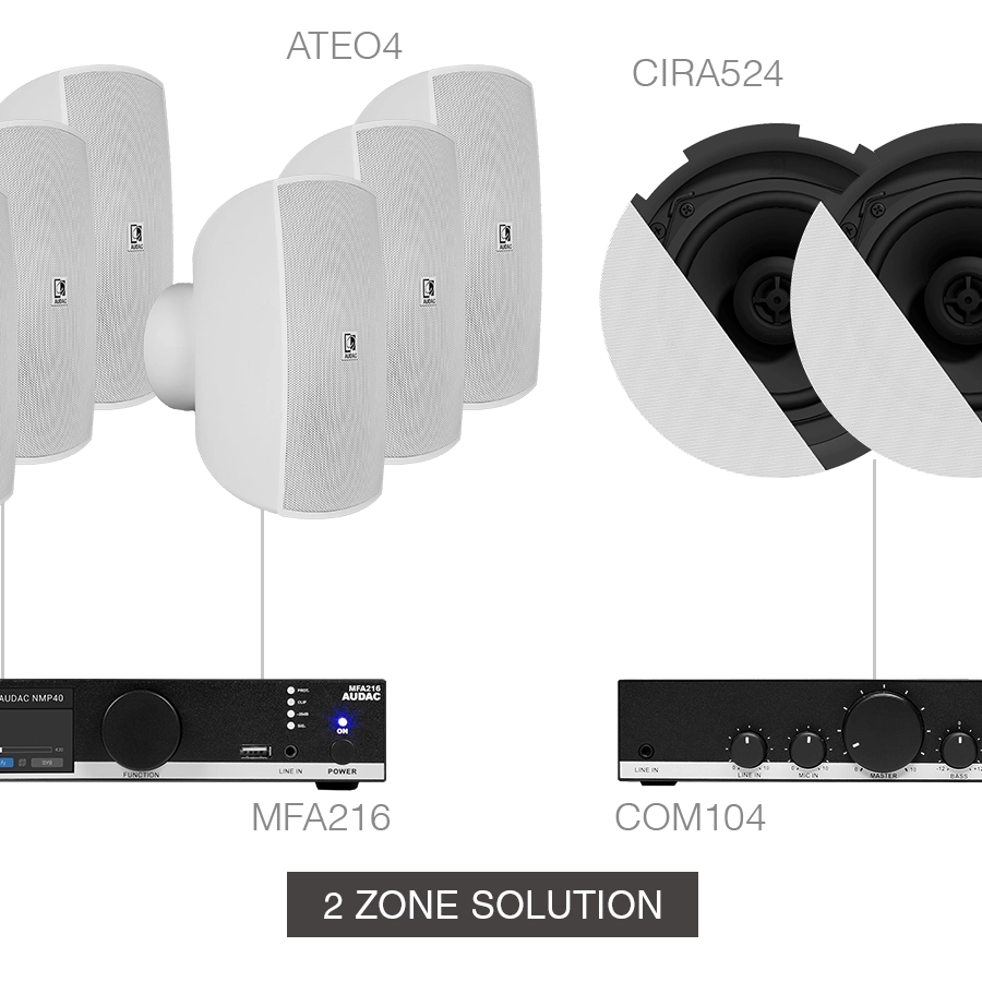 AUDAC - MENTO4.8Z/W - MFA216 + COM104 + 6 x ATEO4 + 2 x CIRA524 - White version