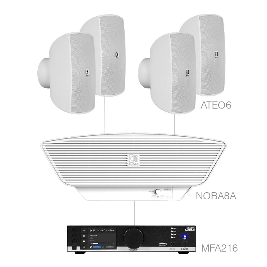 AUDAC - MENTO6.5/W - MFA216 + 4 x ATEO6 + 1 x NOBA8A - White version
