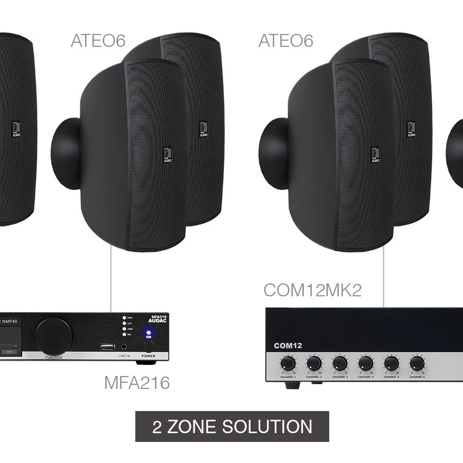 AUDAC - MENTO6.8Z/B - MFA216 + 8 ATEO6 + COM12MK2 - Black version