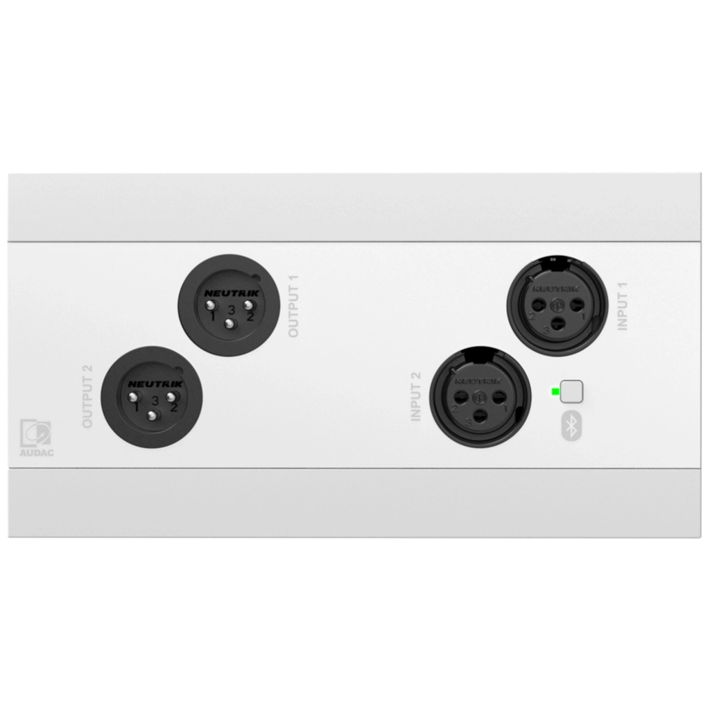AUDAC - NWP222/W - Network in- & output panel - 2 x XLR in- & out + BT (4 x 2 CH) - White version - EU-style standard