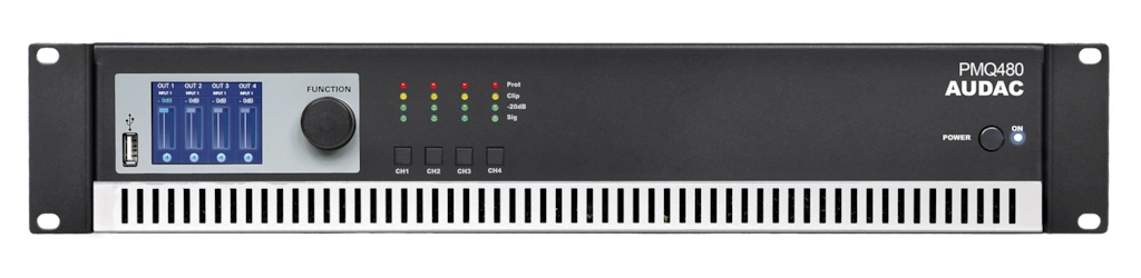 AUDAC - PMQ480 - WaveDynamics™ quad-channel 70/100V power amplifier