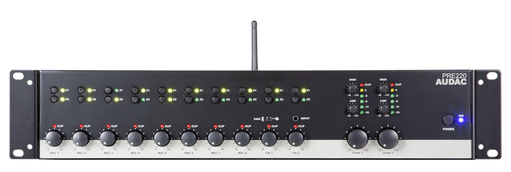 AUDAC - PRE220 - Two zone - 10 Channel stereo pre-amplifier